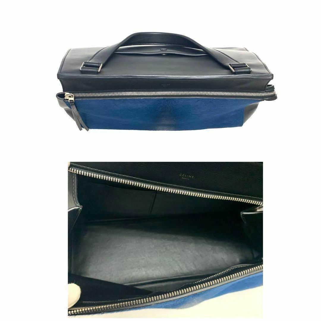 【美品】CELINE セリーヌ エッジ レザー ハラコ ハンドバッグ レディース