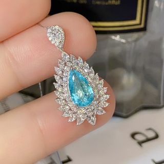 天然パライバトルマリン ダイヤ  ペンダントトップ3.59ct k18 ¥トルマリン