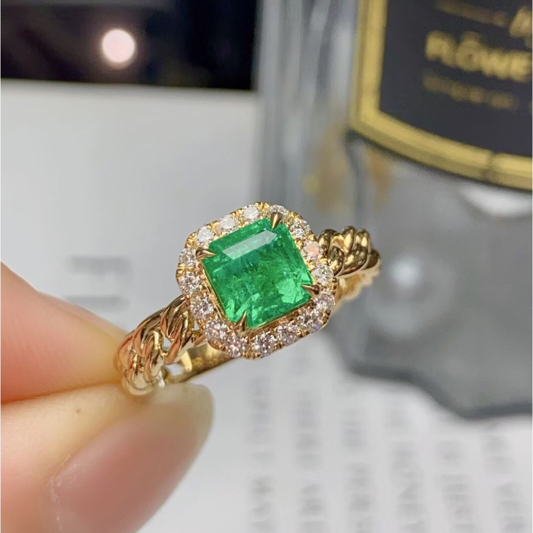 天然 エメラルド ダイヤ  リング1.34ct k18 ¥