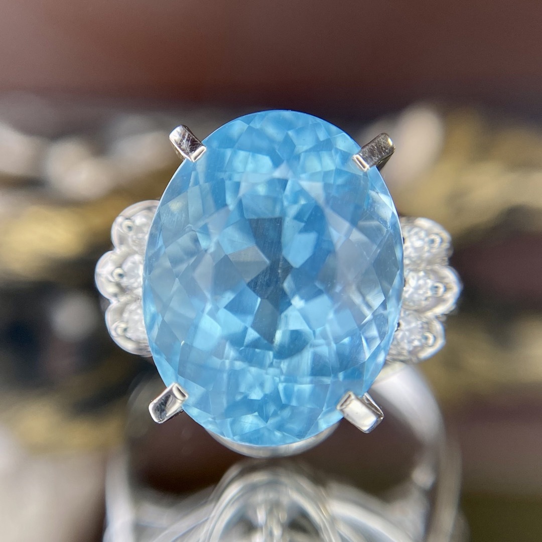 『専用です』天然サンタマリアアクアマリン ダイヤモンド 計6.62ct PT レディースのアクセサリー(リング(指輪))の商品写真
