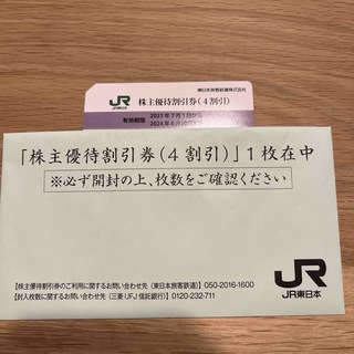 JR東日本株主優待割引券（4割引）1枚(鉄道乗車券)