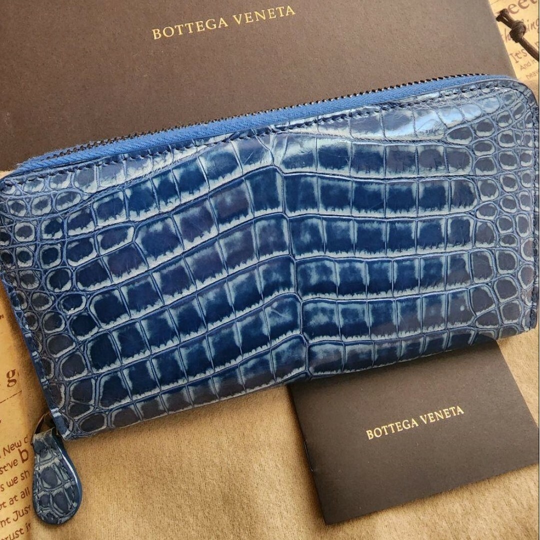 【高級 希少】BOTTEGA VENETA/長財布/クロコダイル/ラウンドジップ