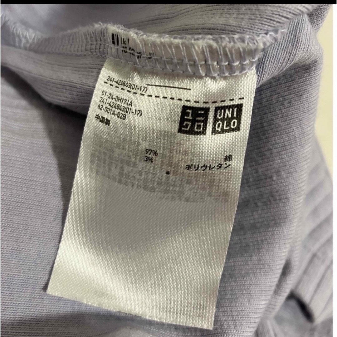 UNIQLO(ユニクロ)の【新品未使用】ユニクロ　リブボートネックTシャツ　長袖　パープル レディースのトップス(Tシャツ(長袖/七分))の商品写真