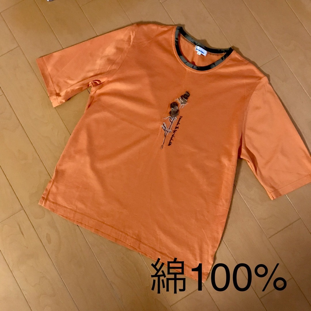 【美品】オレンジ Tシャツ ミセス  綿100% コットン レディースのトップス(Tシャツ(半袖/袖なし))の商品写真