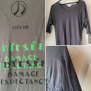 ディーゼル(DIESEL)のDIESEL●シンプルTシャツXSバックプリント×袖スタッズ付きデザイン(Tシャツ(半袖/袖なし))