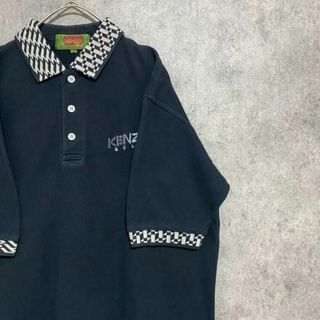 送料無料・名入れ彫刻 90s KENZO ケンゾー ポロシャツ モノトーン