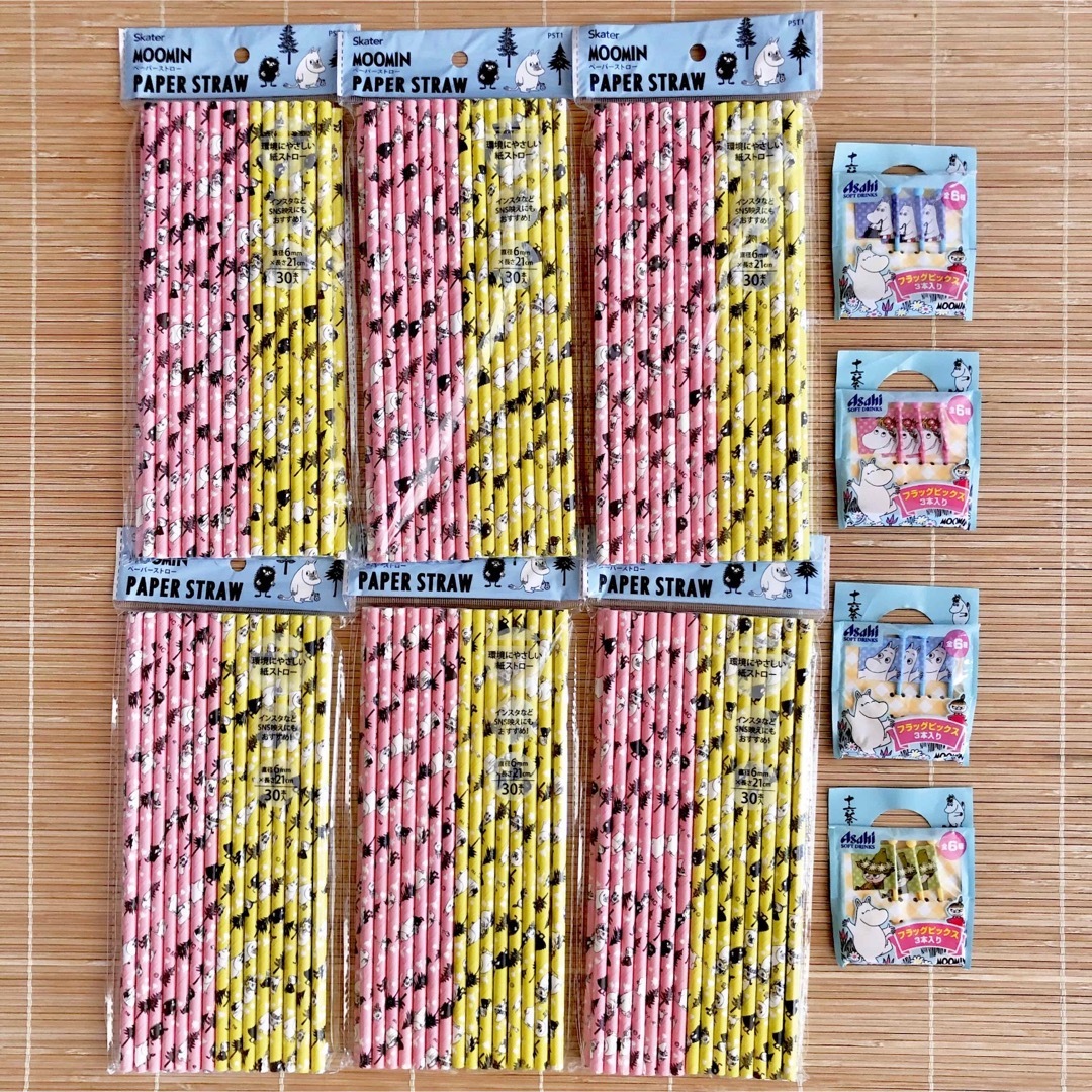 MOOMIN(ムーミン)のムーミン ピックス3本入✖︎4個 & ペーパーストロー30本入 ✖︎6個十六茶 エンタメ/ホビーのアニメグッズ(その他)の商品写真