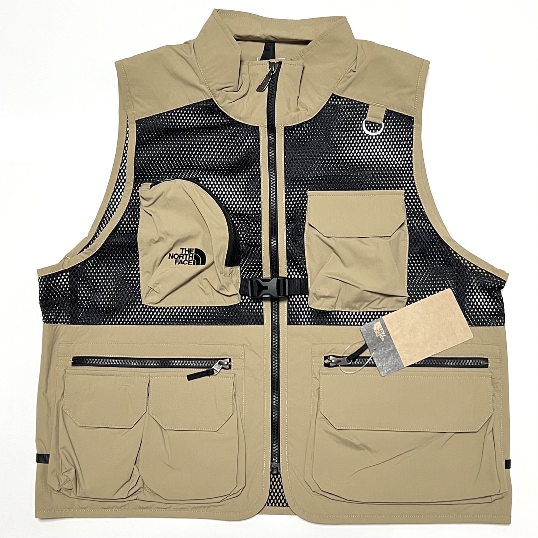 L ノースフェイス 新品 メッシュ ベスト キャンプ アウトドア VEST タンKTケルプタンベージュサイズ