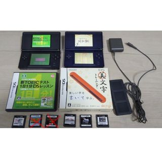 ニンテンドーDS(ニンテンドーDS)のNINTENDO DS lite 2台 ブラック&ネイビー ソフト6種 充電器(家庭用ゲーム機本体)