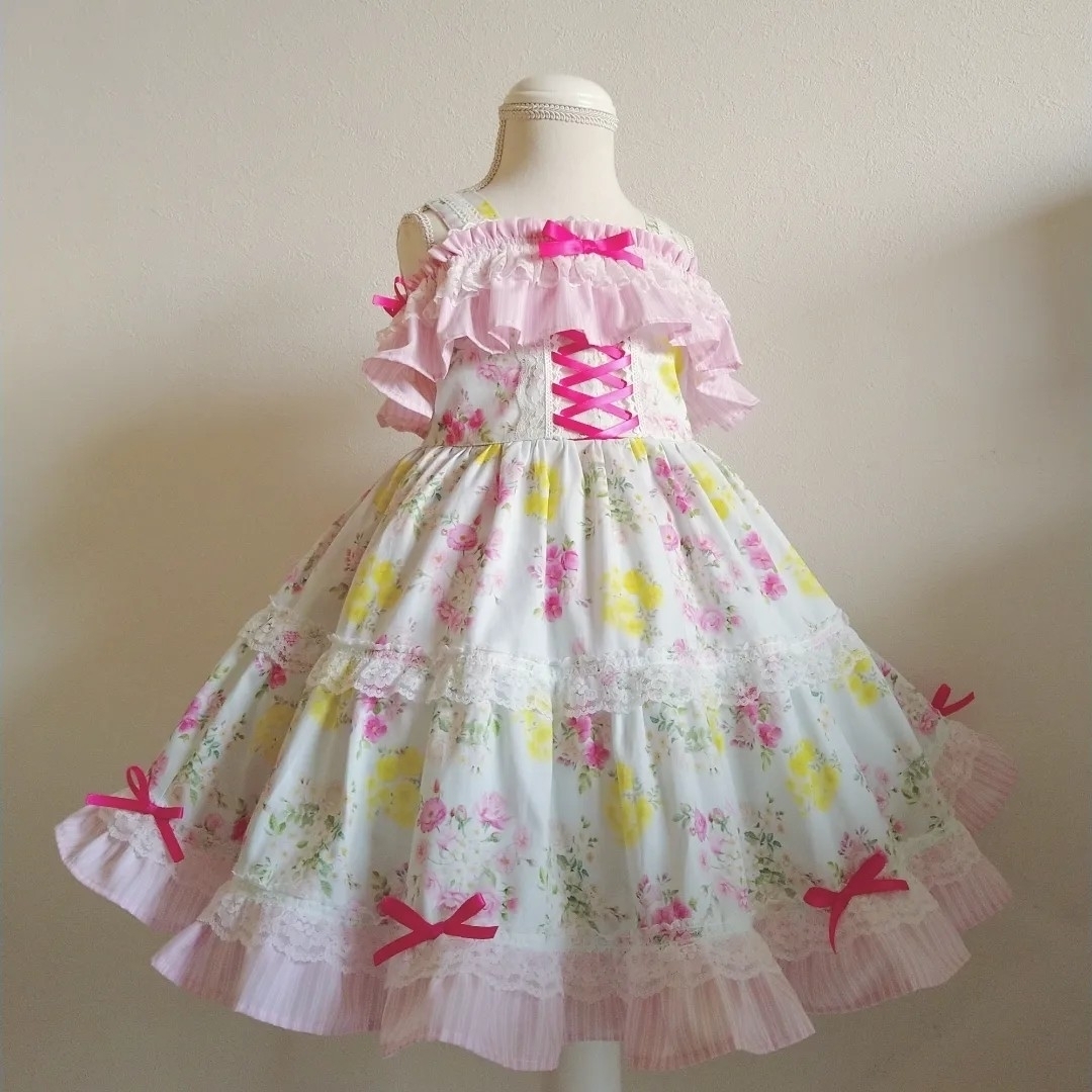 野ばらのオフショルワンピース100〜110cm キッズ/ベビー/マタニティのキッズ服女の子用(90cm~)(ワンピース)の商品写真