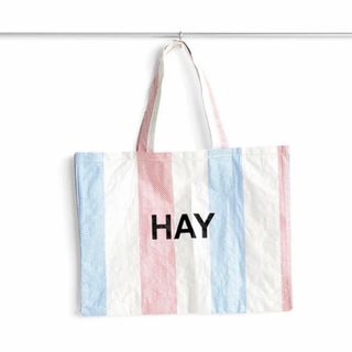 ♡HAY キャンディ ストライプ　ショッパー  レッド　ヘイ　エコバッグ　北欧(エコバッグ)