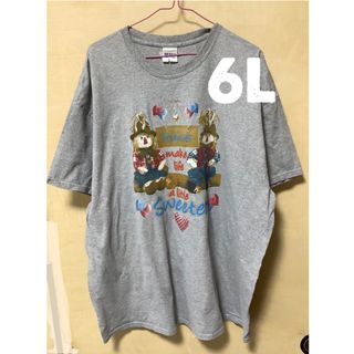 ギルタン(GILDAN)の大きいサイズレディース　絵柄がかわいいグレーのTシャツ(Tシャツ(半袖/袖なし))