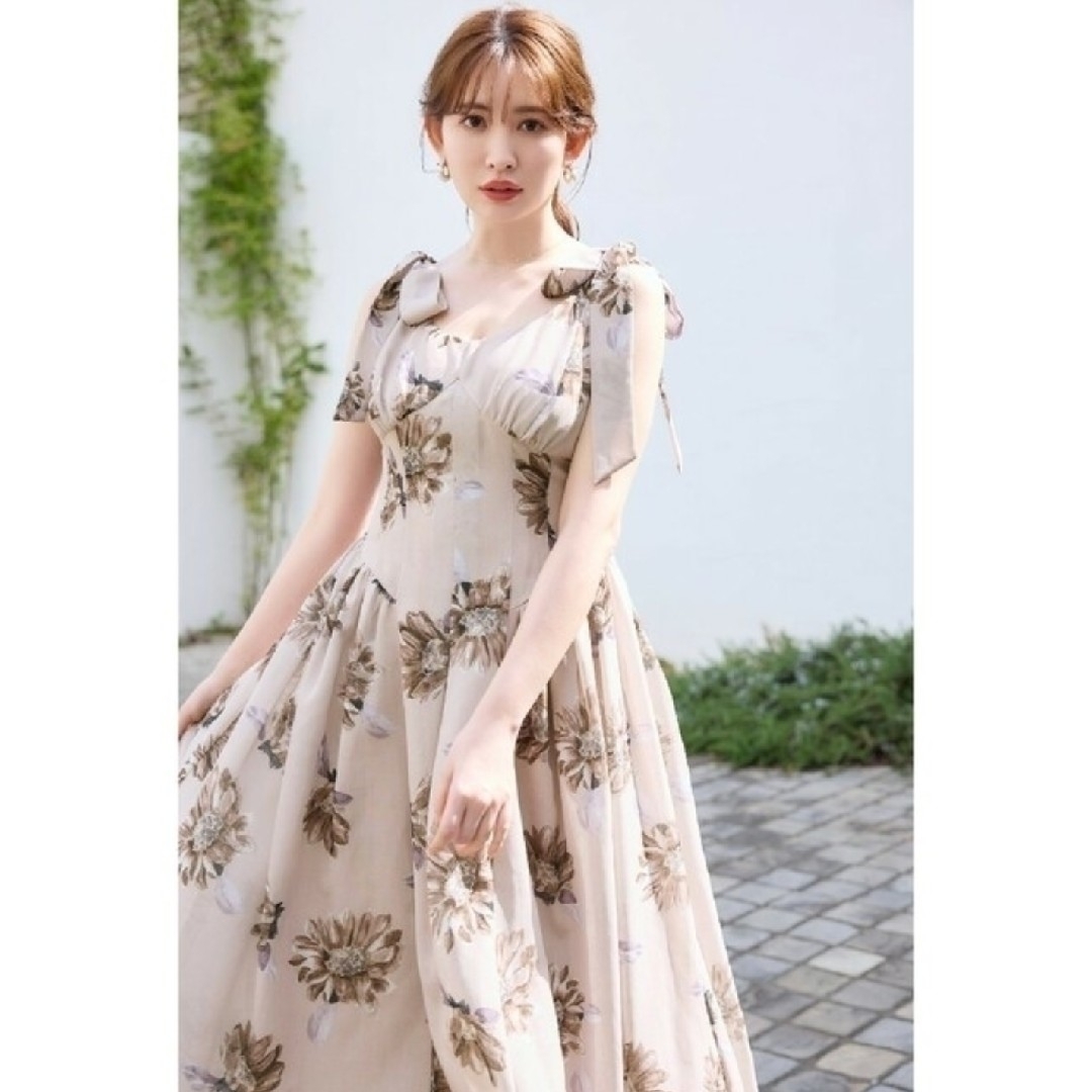 【最終値下げ】Sunflower-Printed Midi Dressワンピース