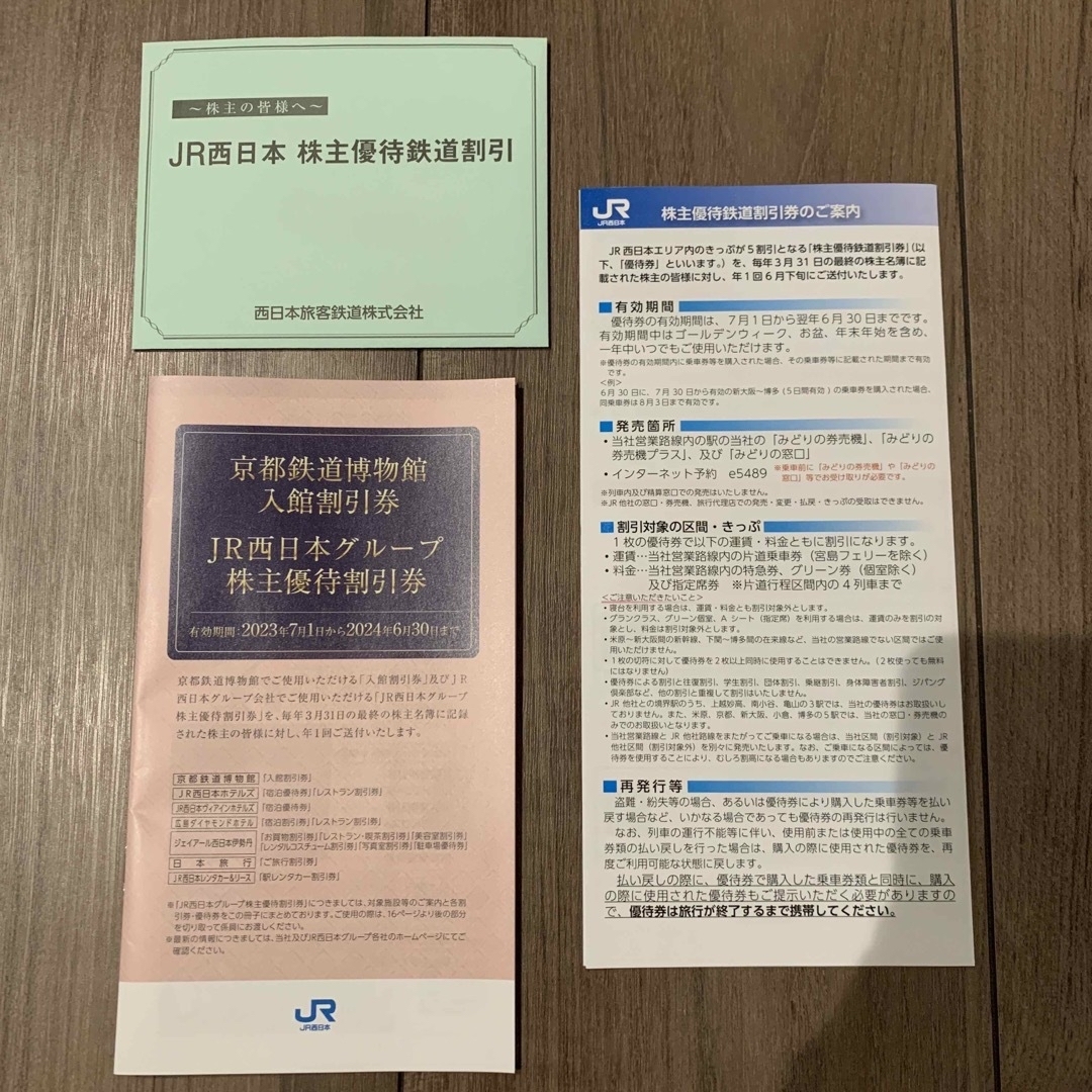 JR西日本 株主優待鉄道割券2枚 京都鉄道博物館入館割引券