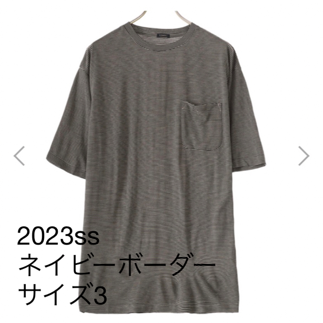 COMOLI(コモリ)のCOMOLI サマーウール天竺 Tシャツ ネイビーボーダー サイズ３  メンズのトップス(Tシャツ/カットソー(半袖/袖なし))の商品写真