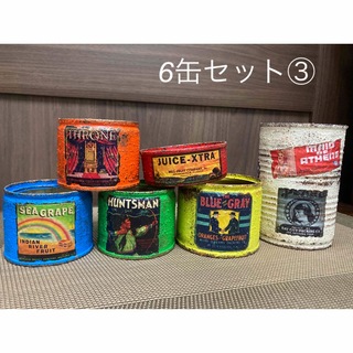 リメイク鉢　リメ缶　リメイク缶　アメカジ風6コセット③(プランター)