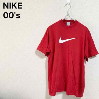 ナイキ(NIKE)の00s NIKE Tシャツ メンズXL シングルステッチ 赤 白 ビッグロゴ(Tシャツ/カットソー(半袖/袖なし))