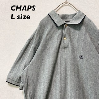 チャップス(CHAPS)のCHAPS チャップス　半袖ポロシャツ　ラガー　刺繍ロゴ　グレー　男女兼用　L(ポロシャツ)