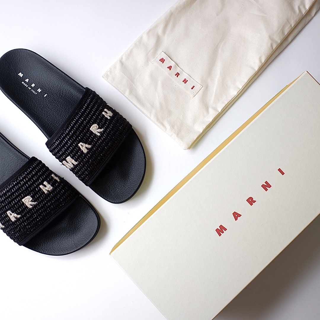 Marni - 新品正規品 Marni メンズ コットン ロゴスライドサンダル