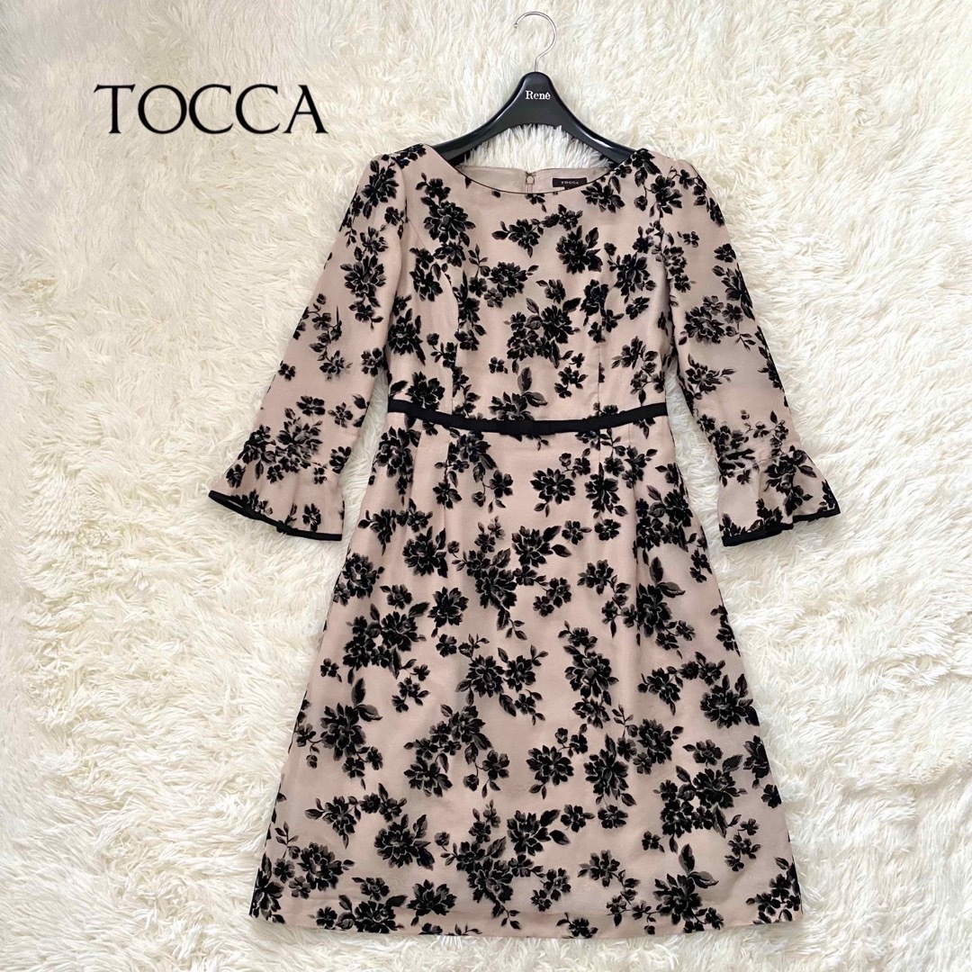 TOCCA - トッカ TOCCA 花柄 Aラインワンピース フレアスリーブ リボン ...