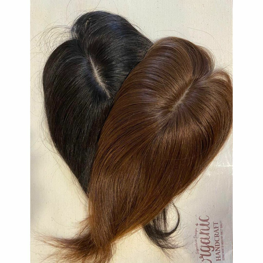 ❤ 新品 高品質 艶髪全人毛 10×12 ストレート 部分ウイッグ25 明茶