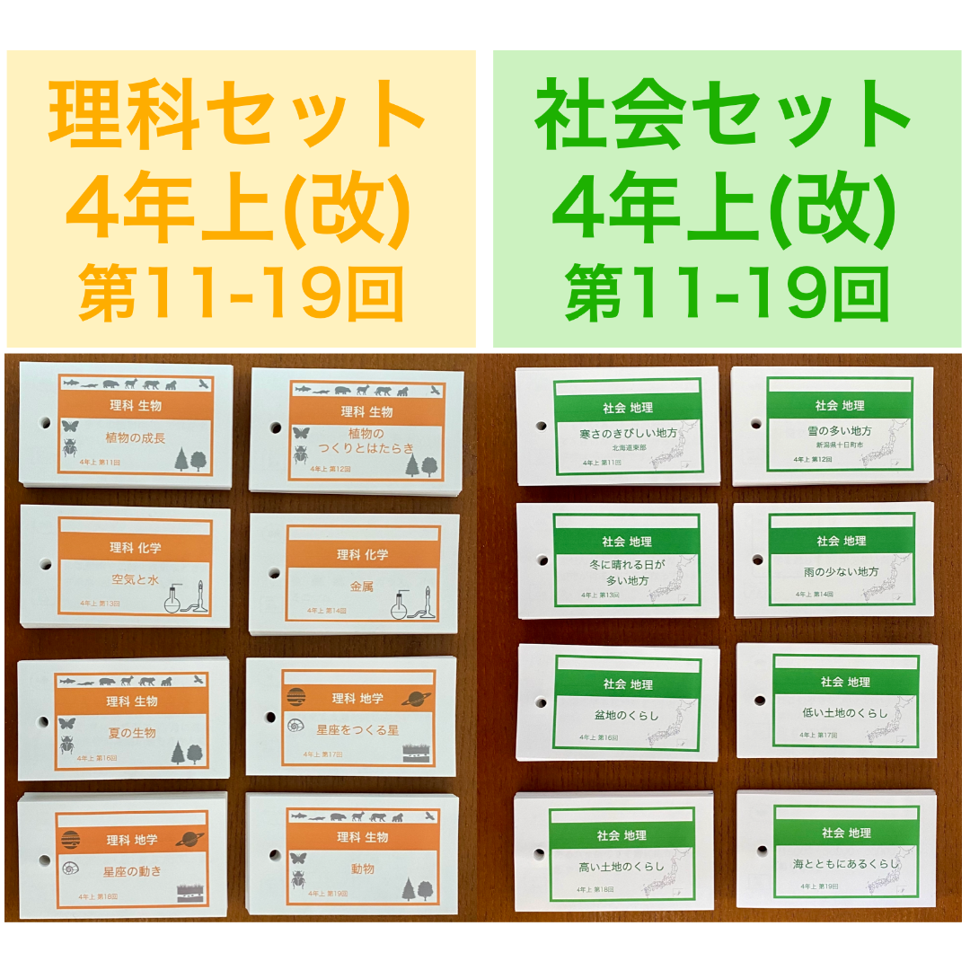 中学受験【4年上 社会・理科 11-19回セット】組分けテスト対策 予習