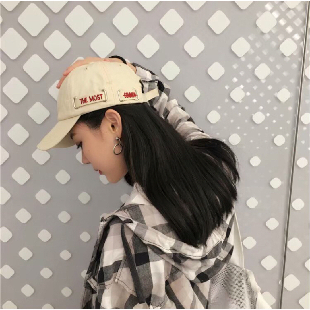 キャップ ベージュ 新品 韓国 帽子 男女兼用 レディース ロゴ キャップ