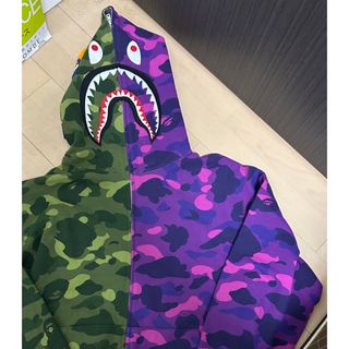 激レア2XL!BAPEカラーカモハーフシャークパーカー緑紫 | gulatilaw.com
