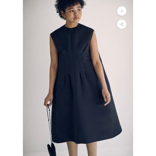 シー(SEA)のSEA ヘビーサテンドレス　ネイビー　HEAVY SATIN DRESS(ひざ丈ワンピース)