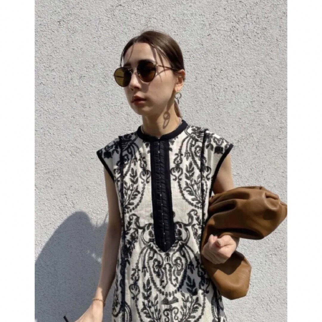 Ameri VINTAGE - ameri DAMASK EMBROIDERY LINEN DRESの通販 by aki's