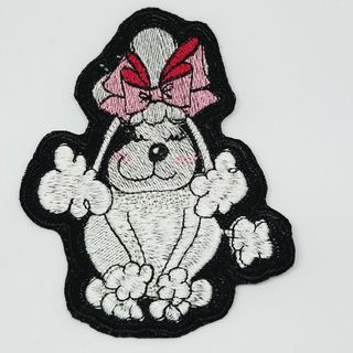 ロラライハリス プードル リボンちゃん  刺繍ワッペン(その他)