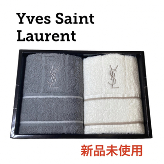 イヴサンローランボーテ(Yves Saint Laurent Beaute)のYSL コットン ホワイト ロゴ フェイス タオル ハンド  サンローラン(タオル/バス用品)