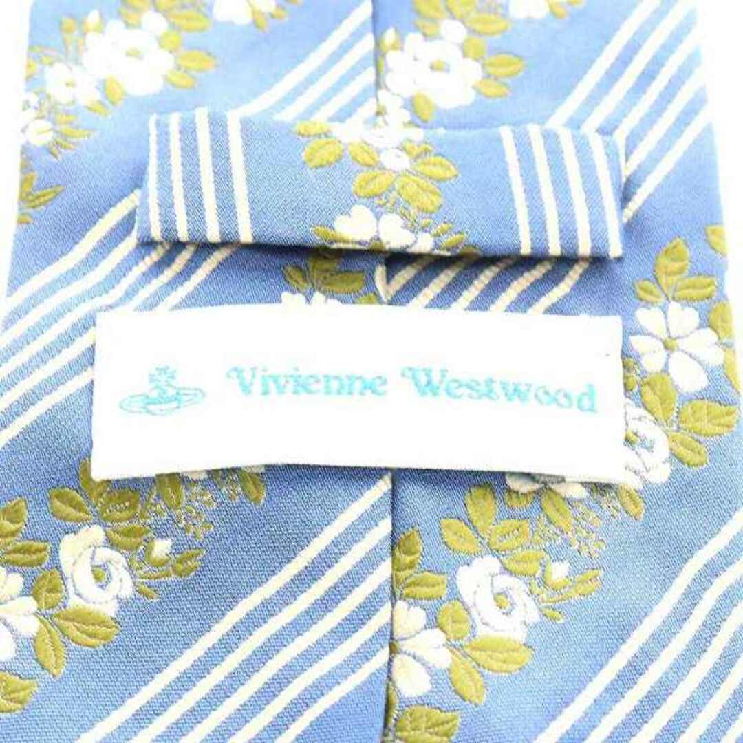 Vivienne Westwood(ヴィヴィアンウエストウッド)のヴィヴィアンウエストウッド ワイドタイ ネクタイ 花柄 シルク 絹 水色 白 メンズのファッション小物(ネクタイ)の商品写真
