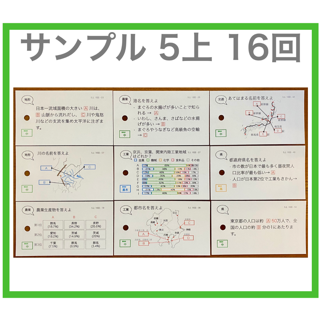 中学受験 暗記カード【5年下 社会・理科6-9回】 予習シリーズ 組み分け対策