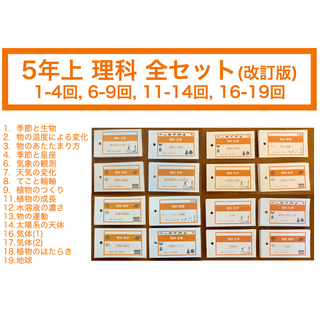 中学受験【5年上 理科 全セット 1-19回】組分けテスト対策 予習シリーズ-