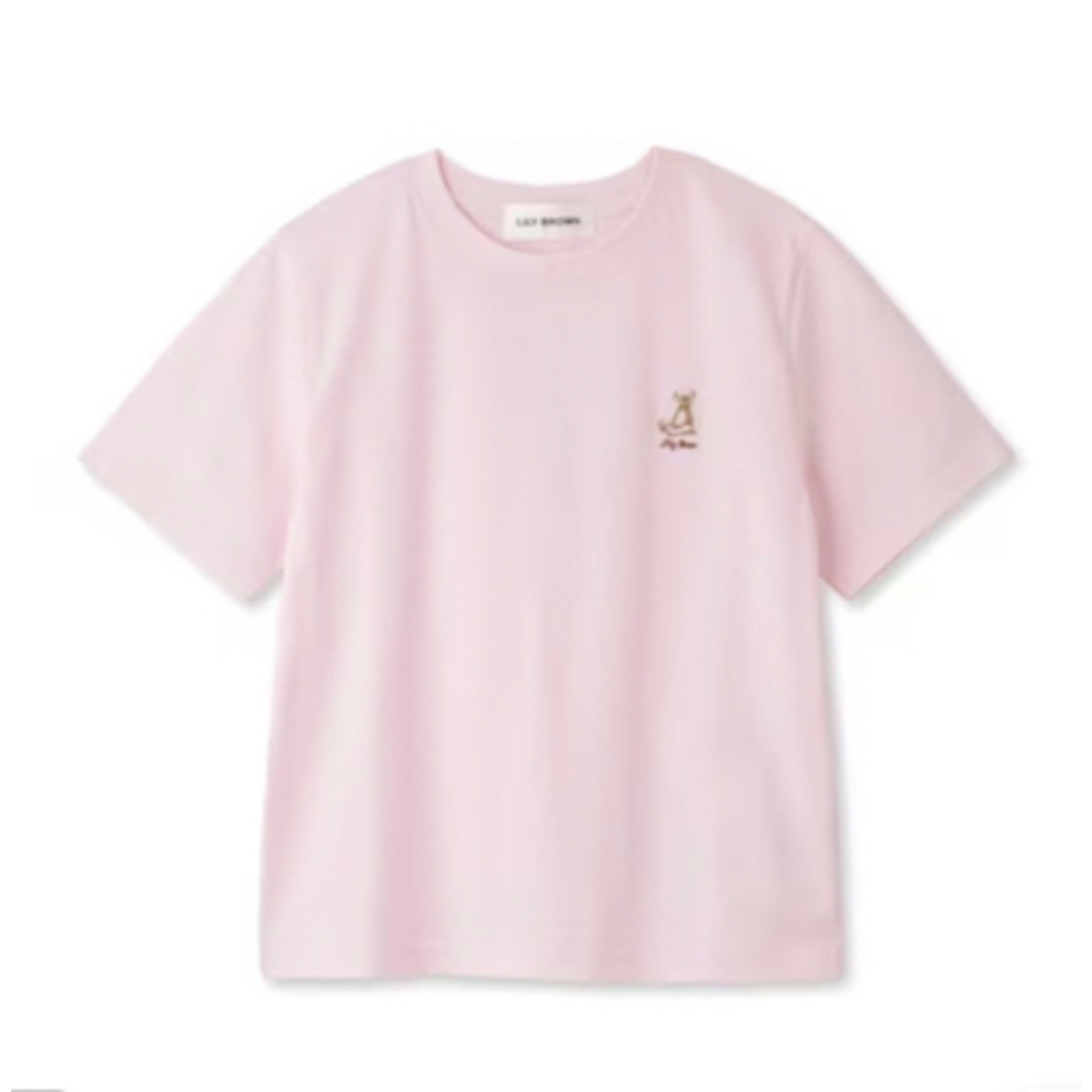 Lily Brown(リリーブラウン)のリリーブラウン　リリーベアTシャツ　ピンク　新品 レディースのトップス(Tシャツ(半袖/袖なし))の商品写真