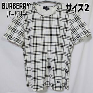 バーバリー(BURBERRY)のバーバリーロンドン チェックシャツ 半袖 サイズ2 ホワイト 黒(Tシャツ(半袖/袖なし))