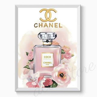 G131 シャネル CHANEL 香水 ポスター ロゴ 花 ピンク(アート/写真)