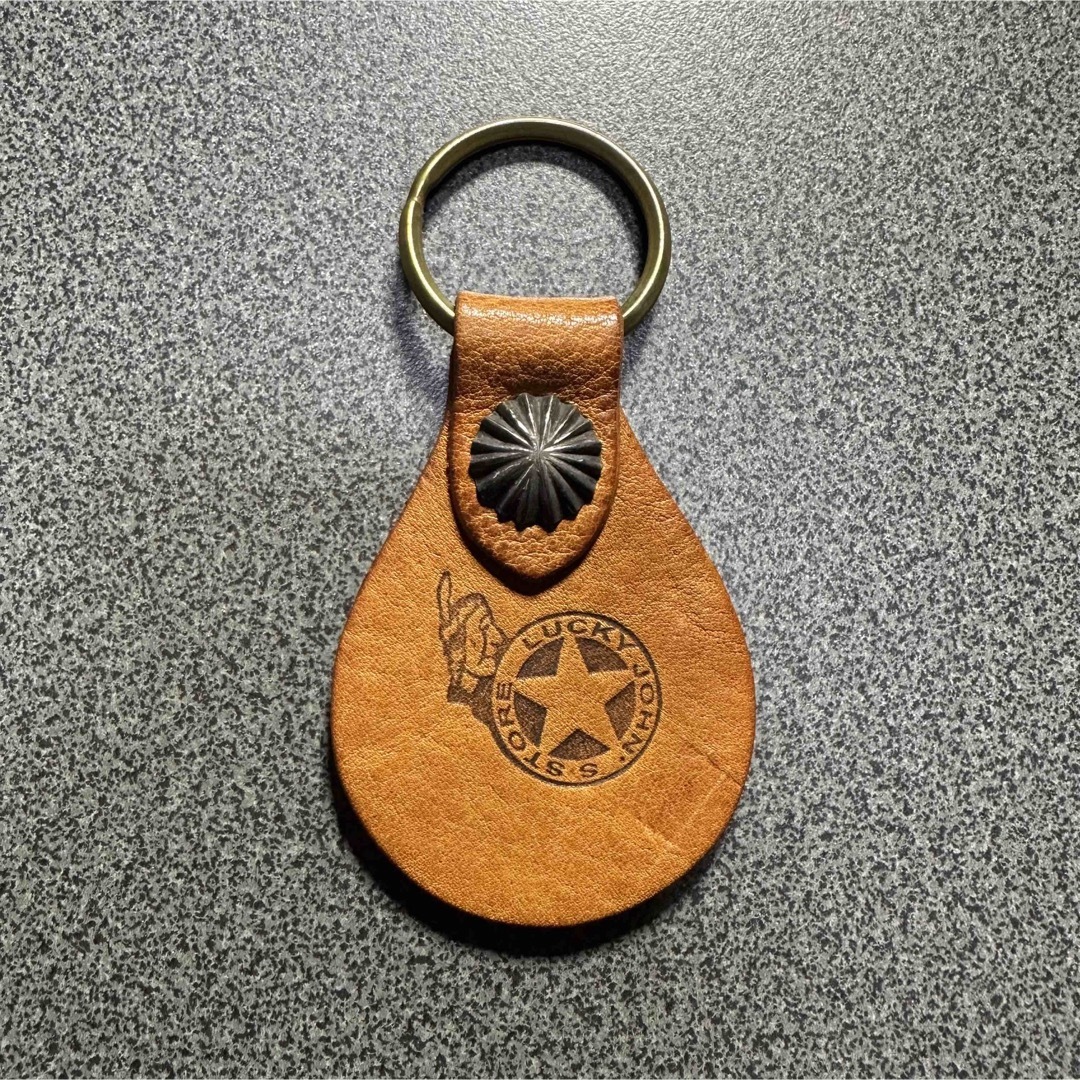 店内全品ポイント2倍!! 未使用 Lucky John レザーキーホルダー シルバー