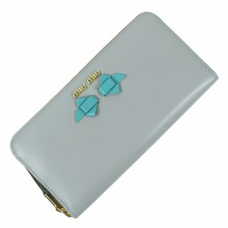 ミュウミュウ(miumiu)のミュウミュウ リボン ラウンドファスナー長財布 ソフトカーフレザー 5ML506(財布)