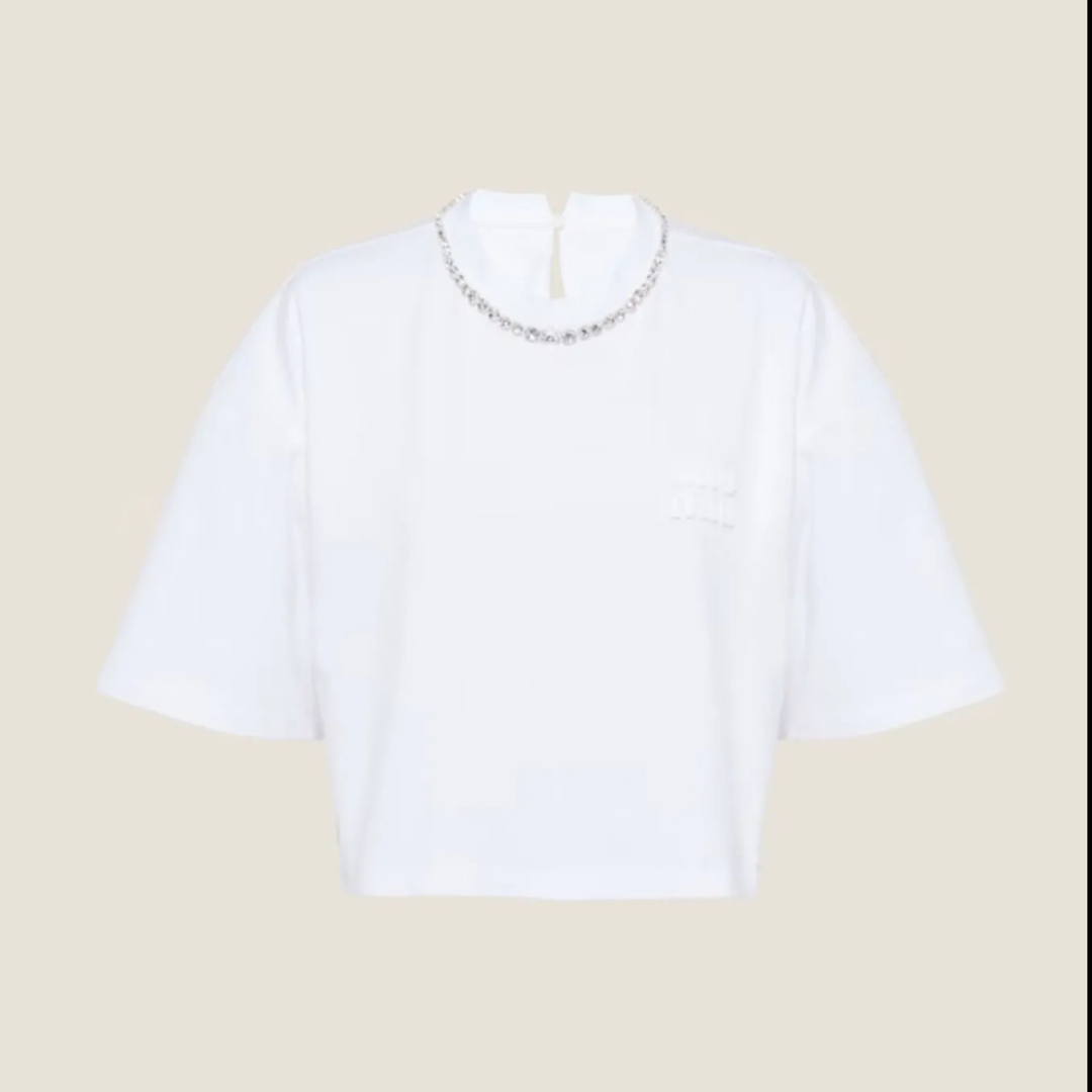 miumiu タグ付き ビジュートップス カットソー Tシャツ