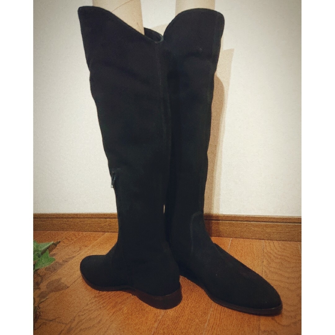 新品 ANGELO BERVICATO 本革 ニーハイブーツ 38 ブラック