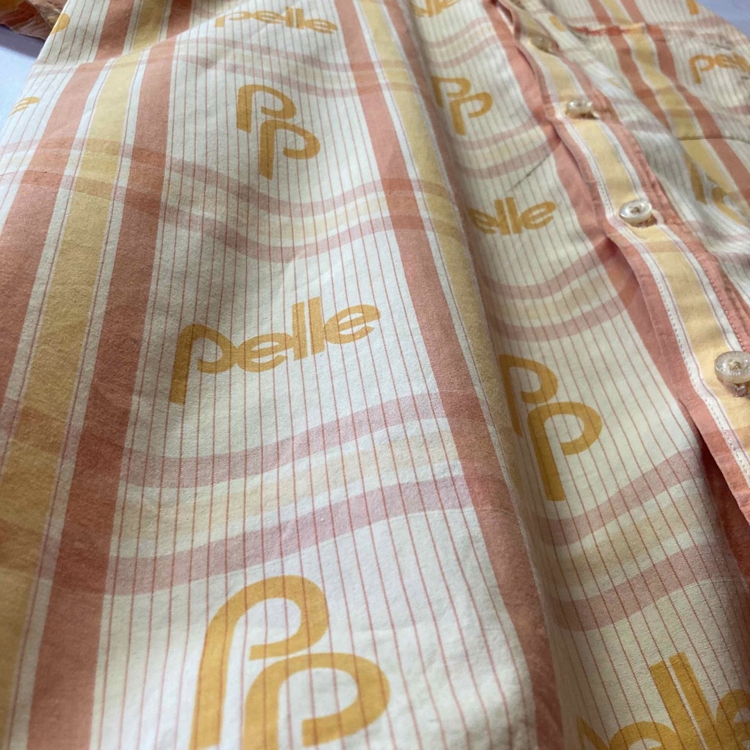 PELLE PELLE - 90s ペレペレ 半袖 チェックシャツ 刺繍ロゴ ロゴ