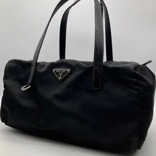 プラダ(PRADA)の高級品✨　PRADA プラダ　ミニボストンバッグ　三角ロゴ　ブラック　テスート(ハンドバッグ)