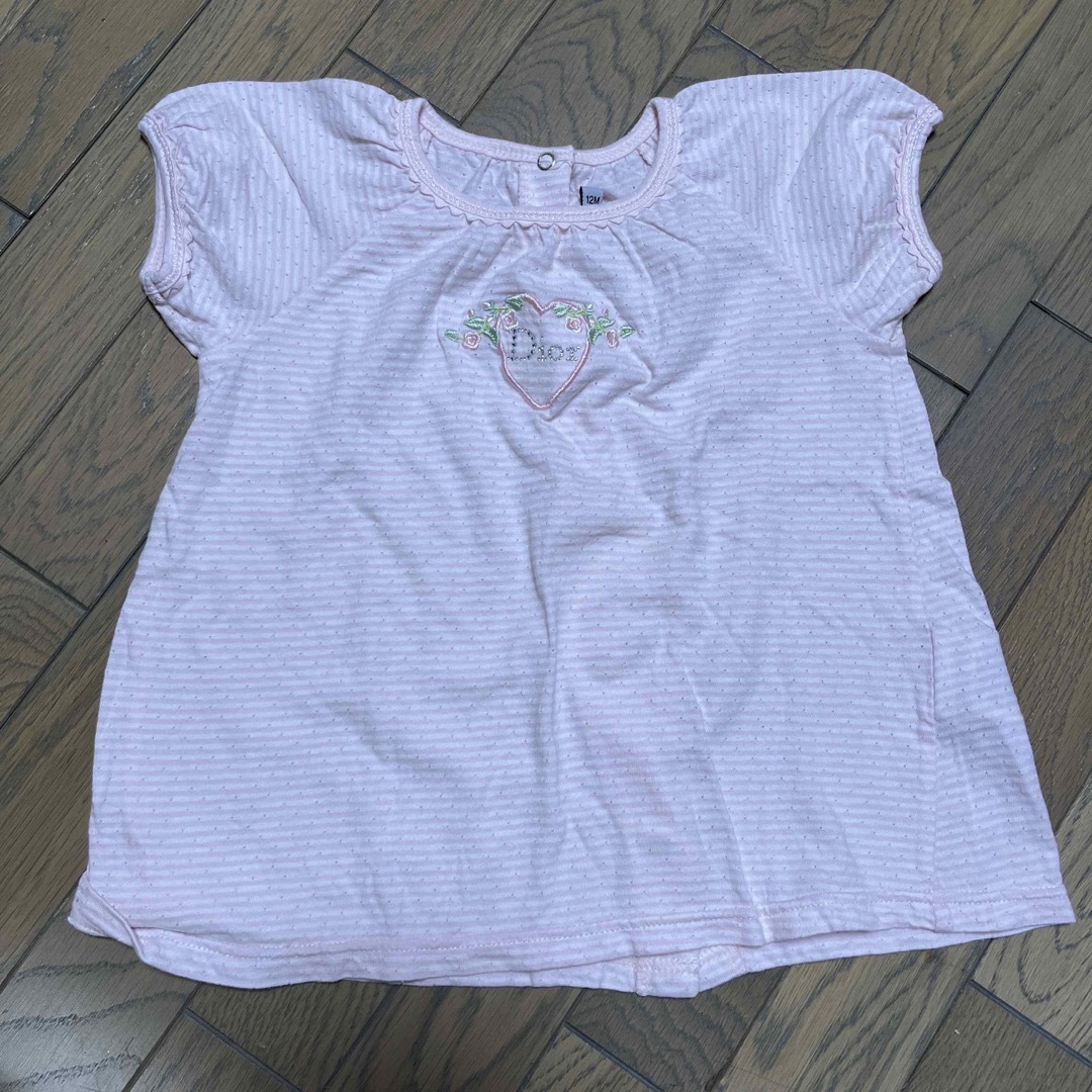 baby Dior(ベビーディオール)のbaby Dior Tシャツ　12M ピンクボーダー キッズ/ベビー/マタニティのキッズ服女の子用(90cm~)(Tシャツ/カットソー)の商品写真