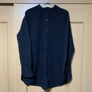 ジーユー(GU)のLサイズ　GU　バンドカラーシャツ　ブラック(シャツ/ブラウス(長袖/七分))