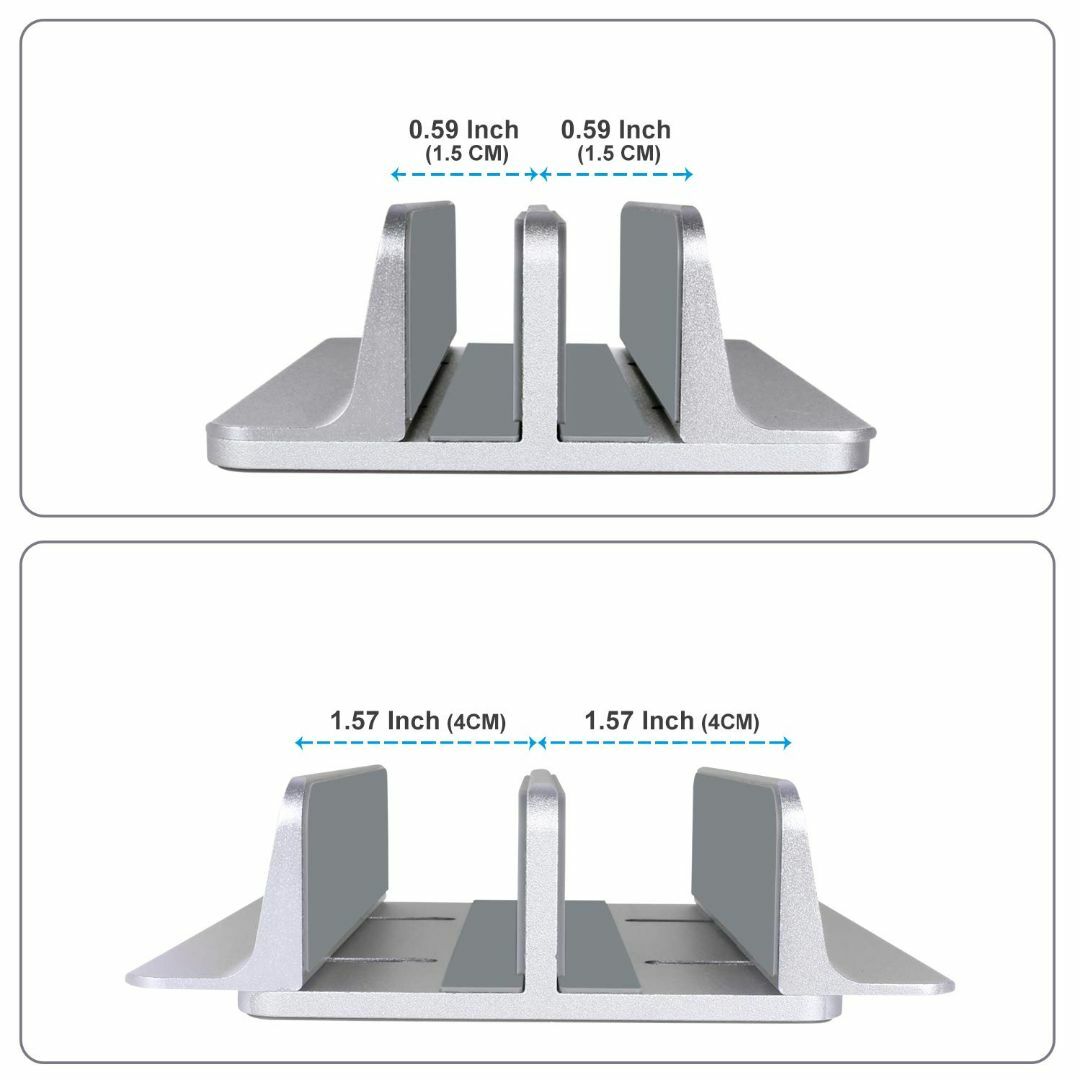 【色: シルバー】MOSISO ノートパソコン スタンド 縦置き 2台収納 冷却