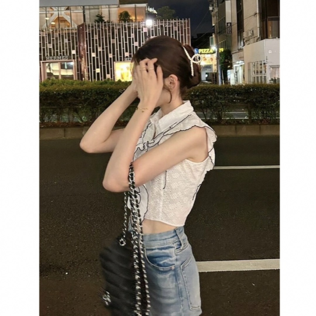 SNIDEL - SNIDEL クロップドスカラフリルブラウス スナイデル の通販