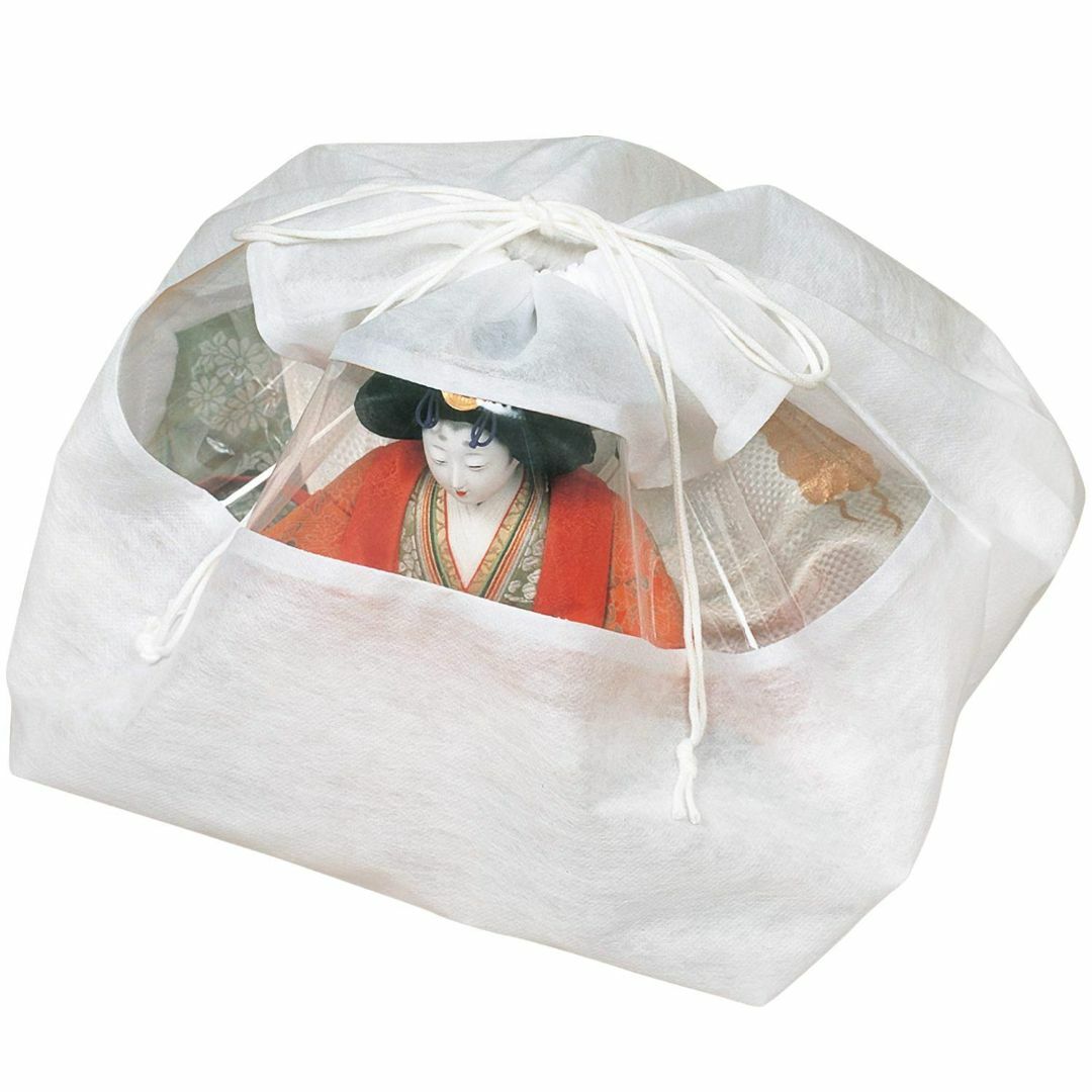 アストロ ひな人形 保存袋 ホワイト 5枚組 通気性の良い 不織布 収納袋 雛人