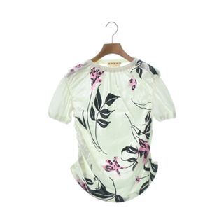 マルニ(Marni)のMARNI マルニ Tシャツ・カットソー 38(S位) 白x紺xピンク(花柄) 【古着】【中古】(カットソー(半袖/袖なし))